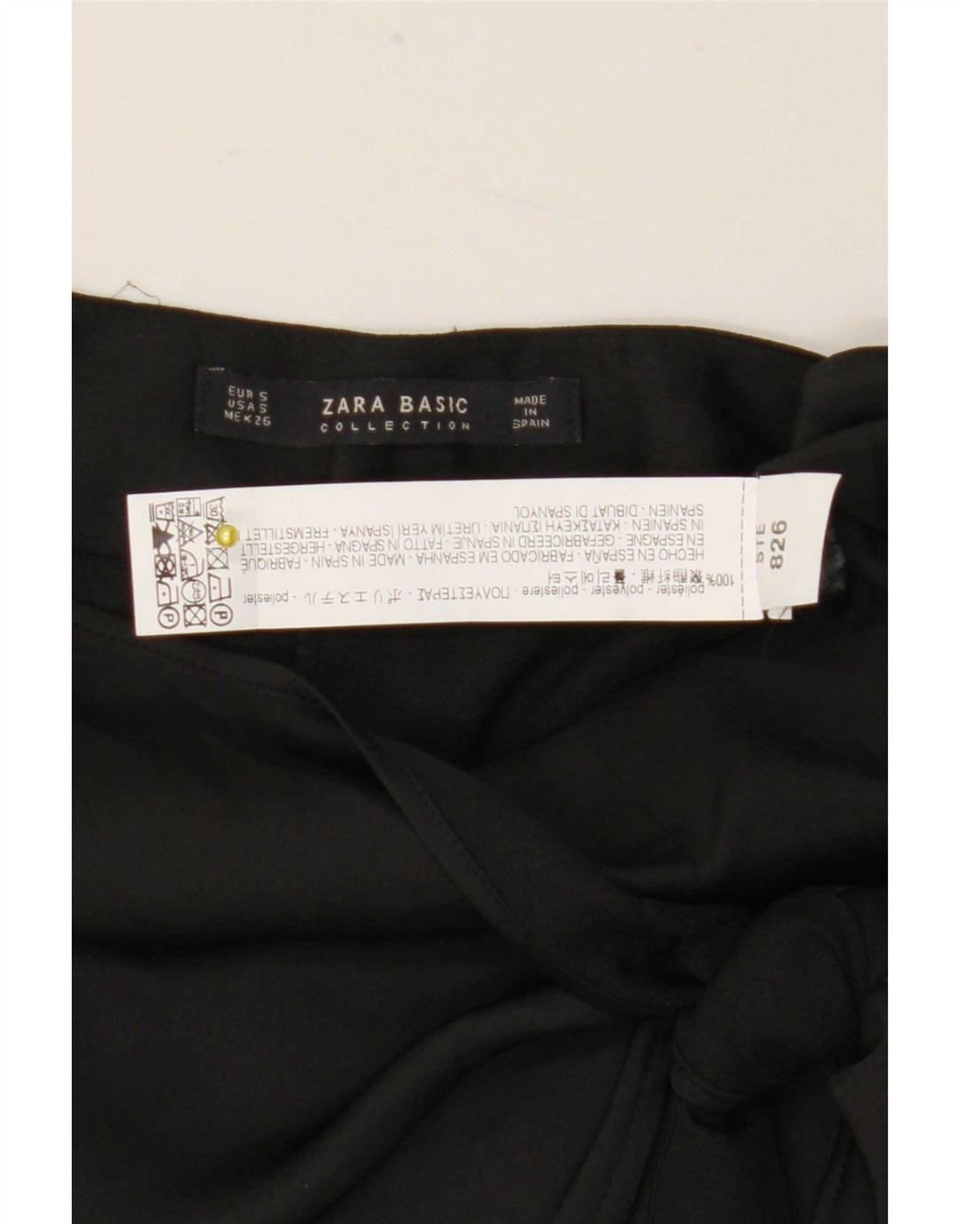Zara Pantalon court à jambe large pour femme Petit W28 L23 Noir Polyester