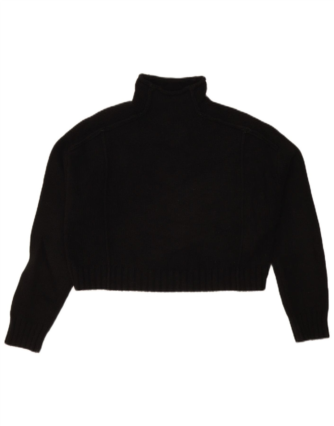 Zara Pull court surdimensionné à col roulé pour femme UK 10 Petit Noir