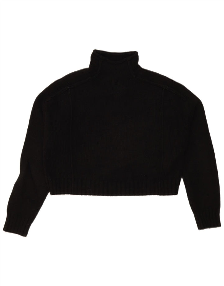 Zara Pull court surdimensionné à col roulé pour femme UK 10 Petit Noir