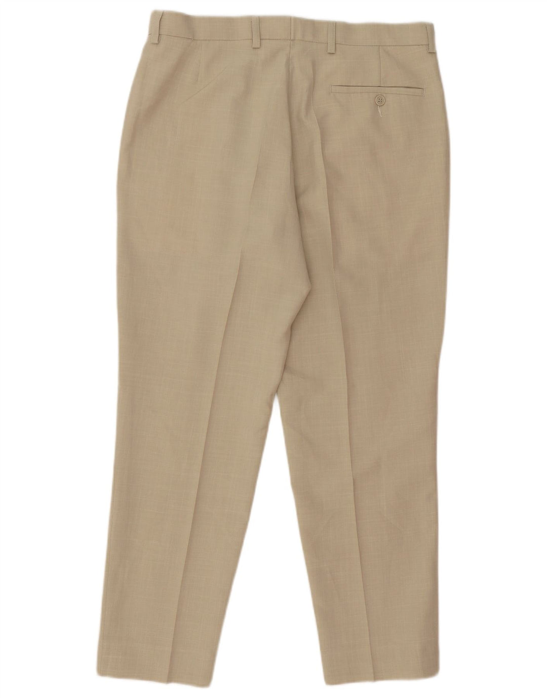 Marks & Spencer Pantalon de Costume Droit Homme W34 L28 Beige Polyester