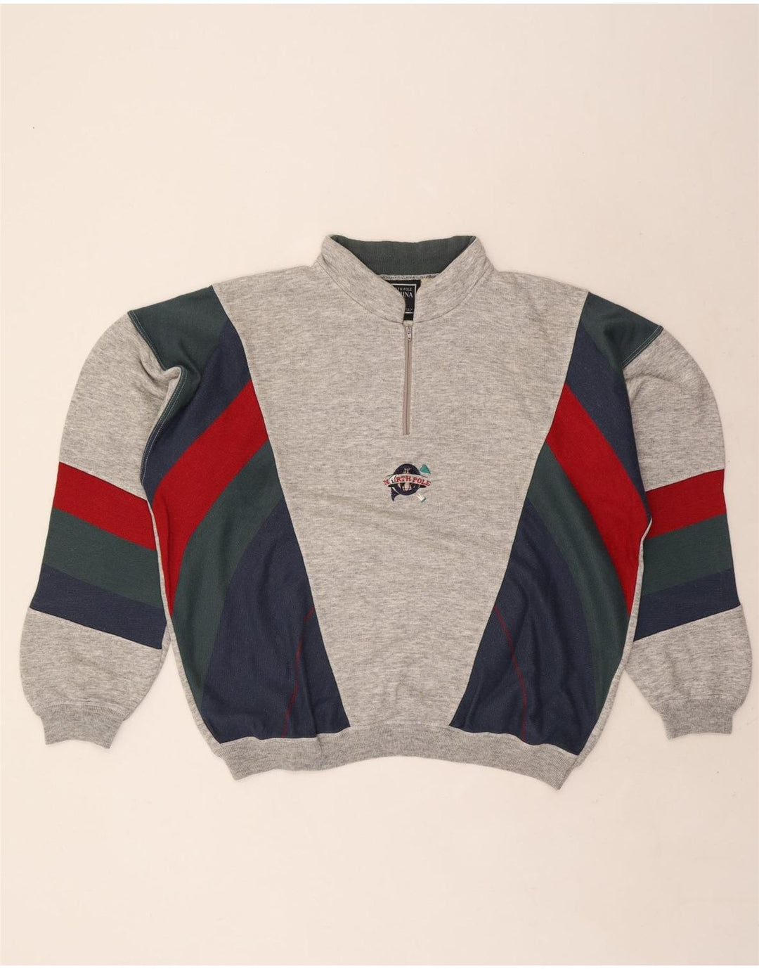North Pole Sweat-shirt à col zippé pour homme XL Gris Colorblock