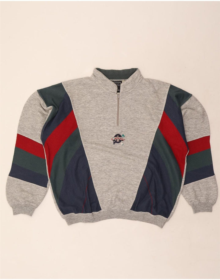 North Pole Sweat-shirt à col zippé pour homme XL Gris Colorblock