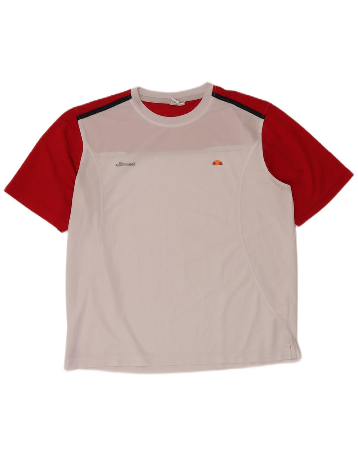 ELLESSE T-Shirt Homme Top XL Blanc Colourblock