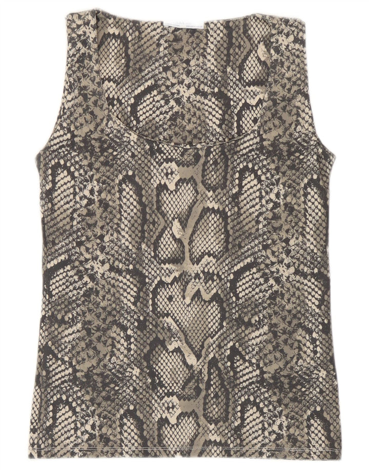Zara Femme Débardeur UK 12 Gris Moyen Imprimé Animal Polyamide