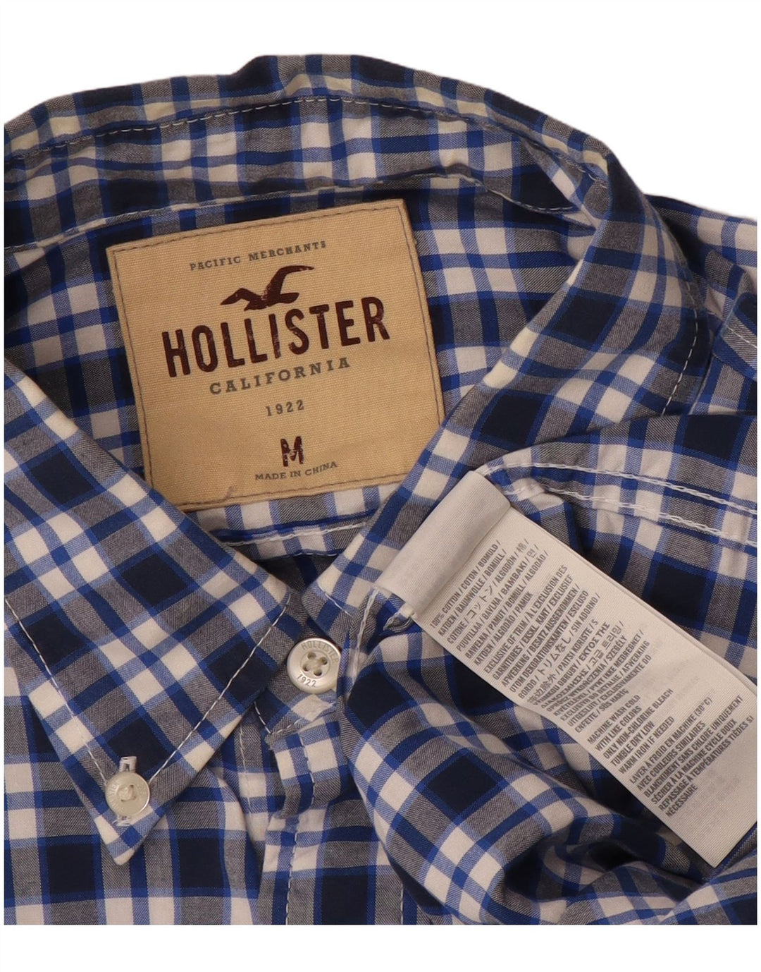 Hollister Chemise Homme Bleu Marine Moyen Carreaux Coton