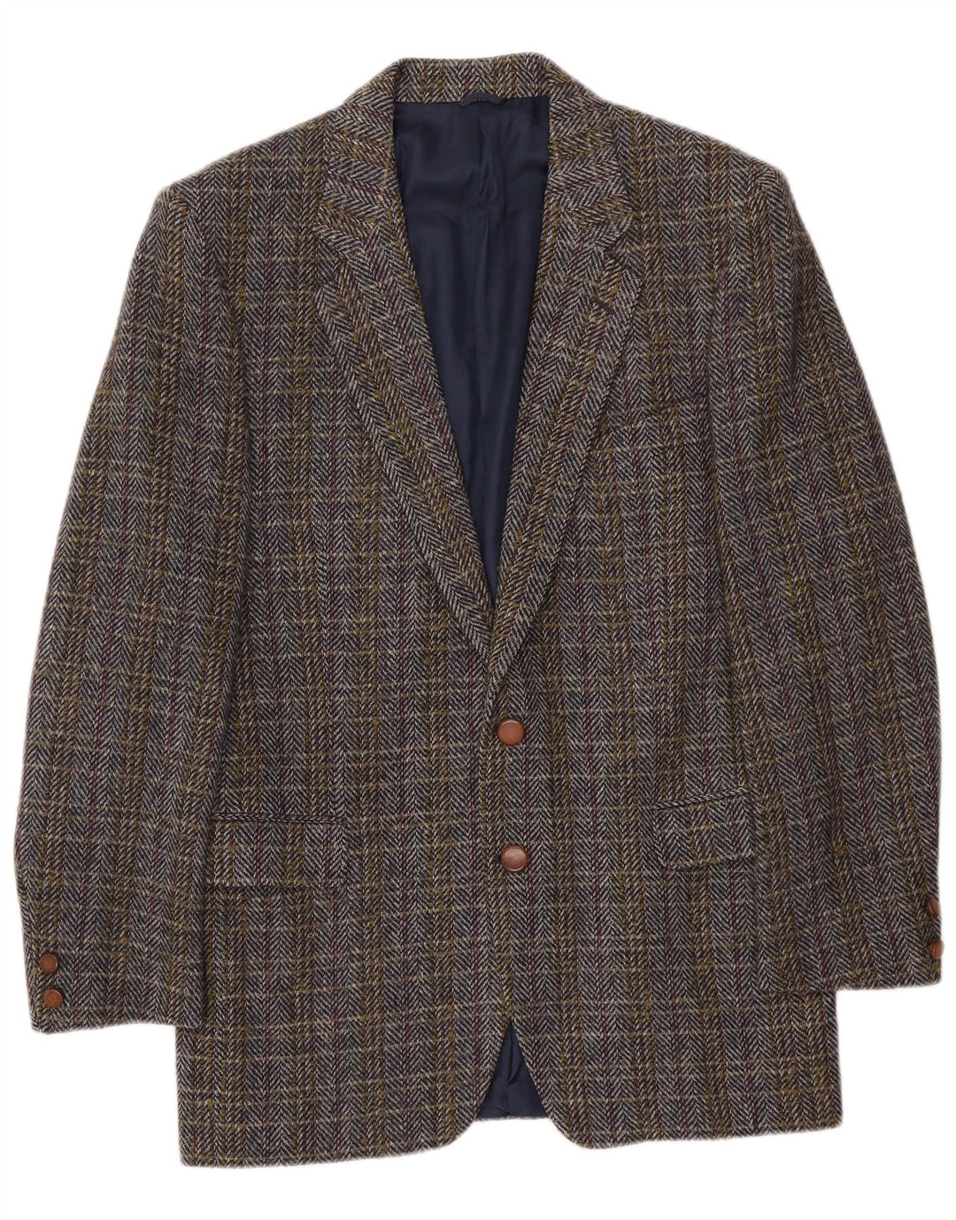 Veste Blazer Homme Vintage IT 50 Grande Laine À Chevrons Multicolore