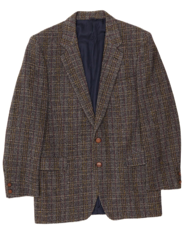 Veste Blazer Homme Vintage IT 50 Grande Laine À Chevrons Multicolore