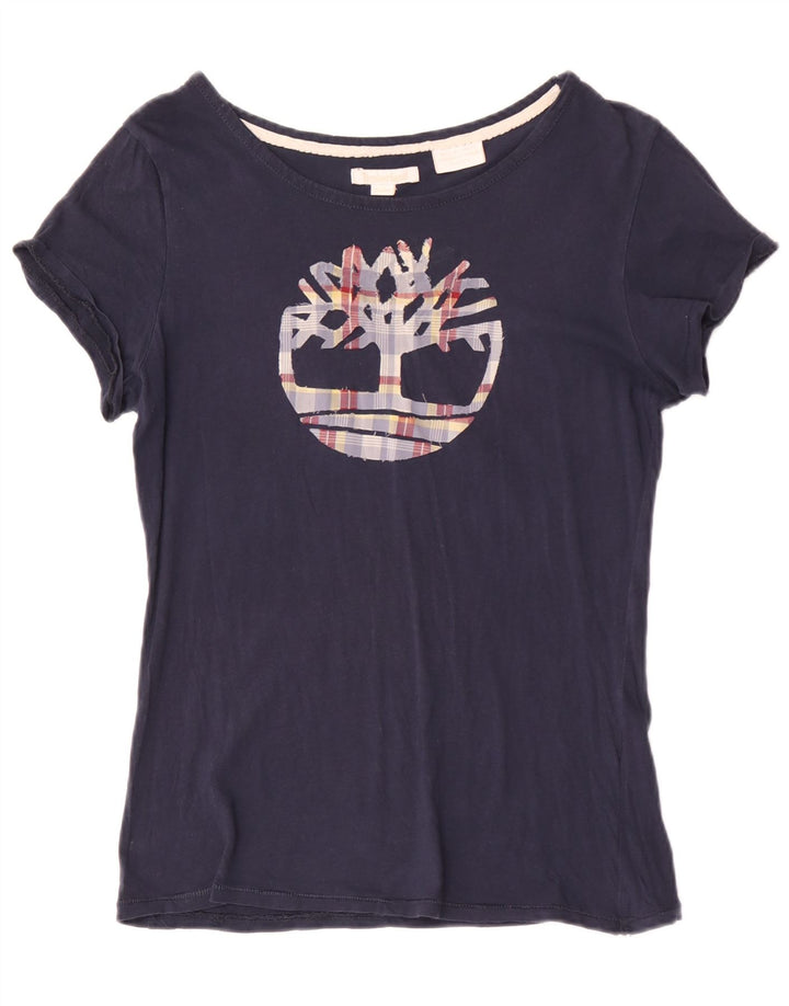 Timberland T-shirt graphique pour femme UK 12 Bleu marine moyen