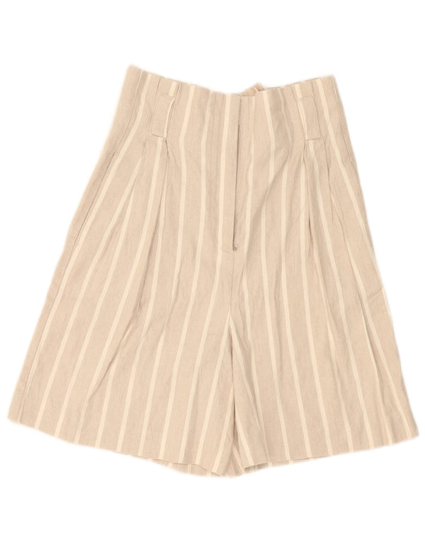 Massimo Dutti Bermuda taille haute pour femme EU 36 XS W26 Beige rayé