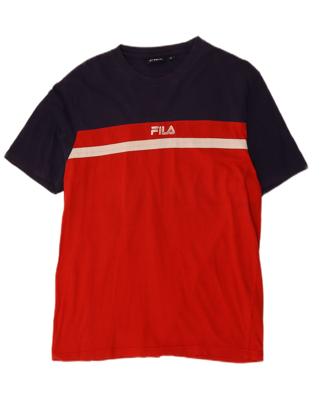 Fila T-Shirt Graphique Homme Rouge Moyen Coton Colorblock