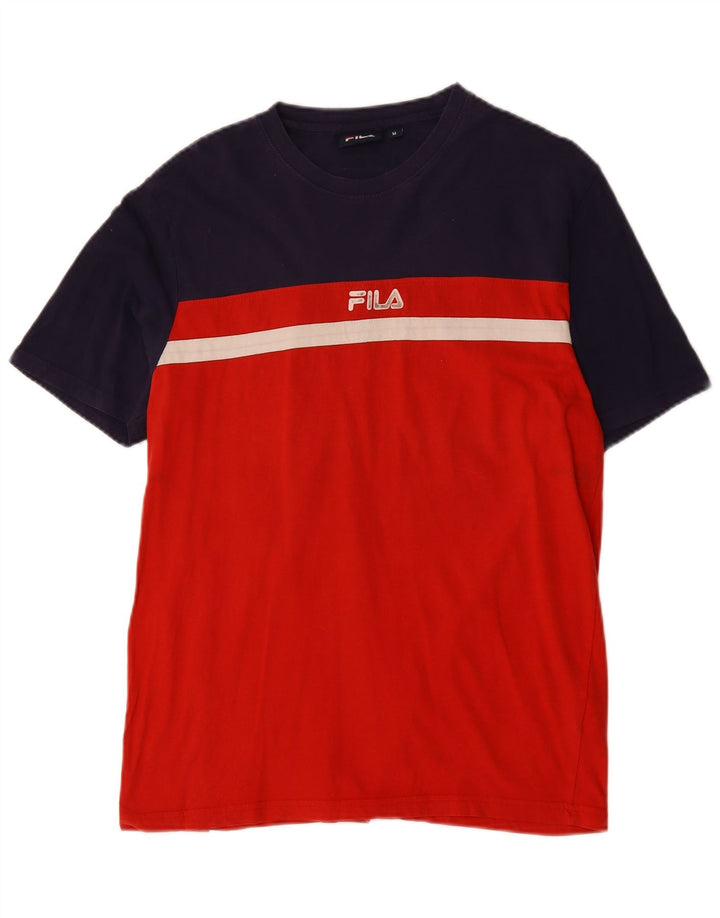 Fila T-Shirt Graphique Homme Rouge Moyen Coton Colorblock