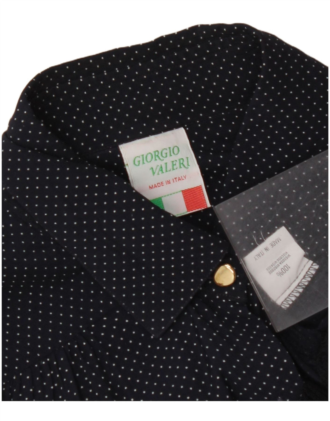 VINTAGE Chemisier Chemise Femme UK 16 Grande Viscose Tachée Bleu Marine