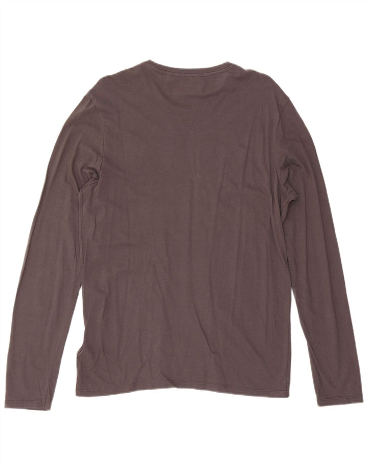 Guess T-shirt graphique à manches longues pour hommes, petit coton gris