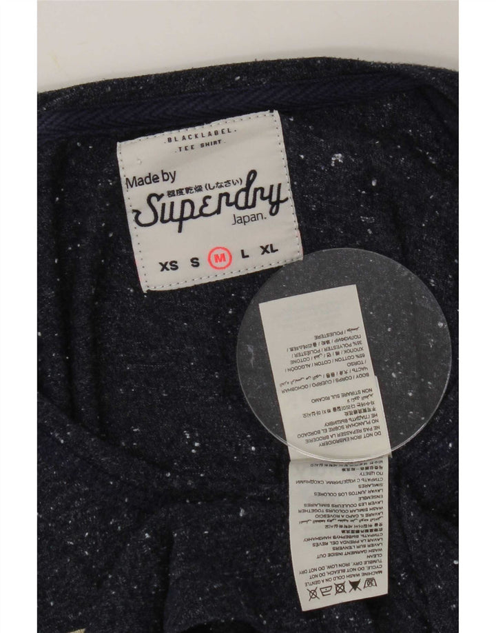 Superdry Haut graphique à manches longues pour femme UK 14 Bleu marine moyen moucheté