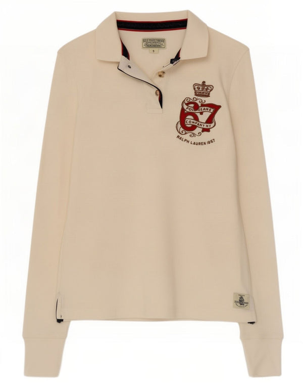 Polo Ralph Lauren Polo graphique à manches longues pour femme UK 10 Small Blanc