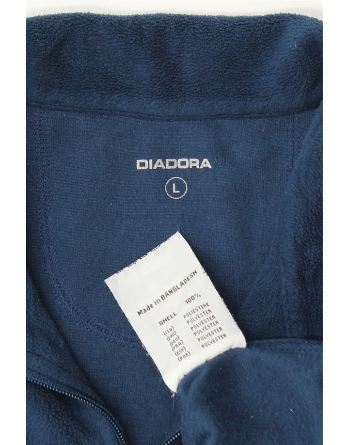 Diadora Pull polaire à col zippé pour homme, grand, bleu marine, polyester