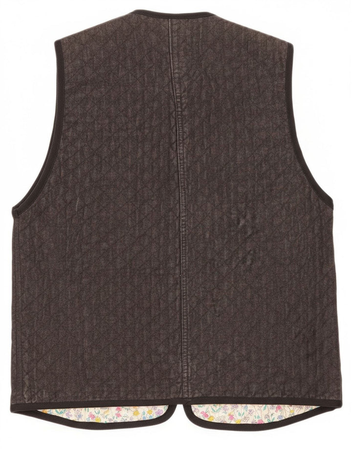vintage Femme Gilet UK 12 Moyen Gris Paisley