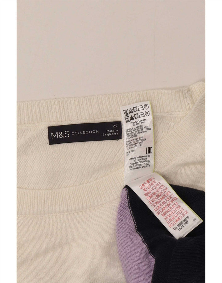 Marks & Spencer Pull ras du cou pour femme UK 22 2XL Multicolore