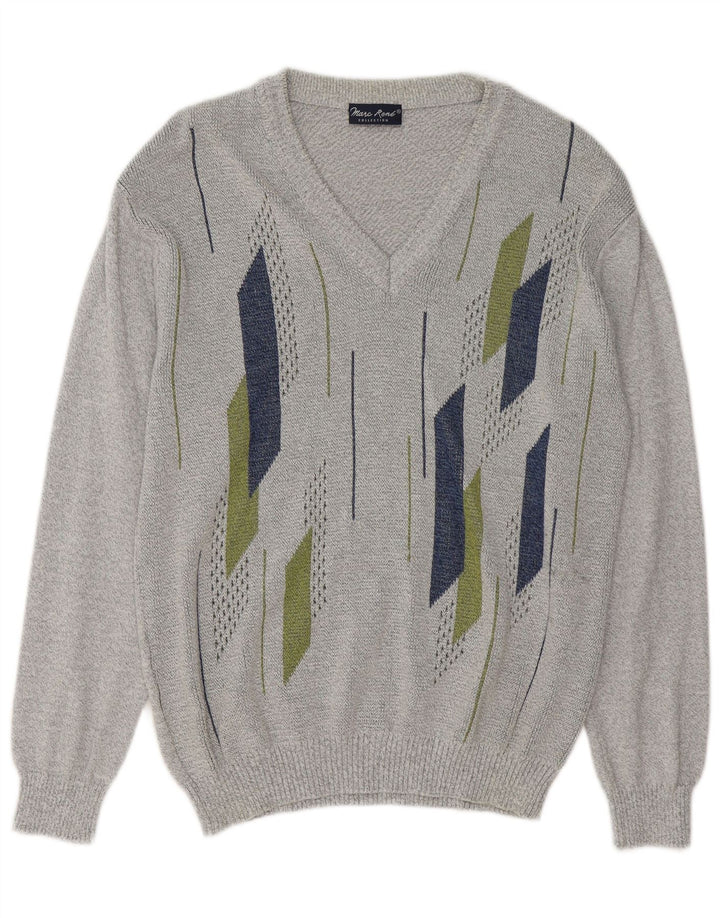 Marc Rene Pull col V pour homme IT 50 Gris moyen géométrique