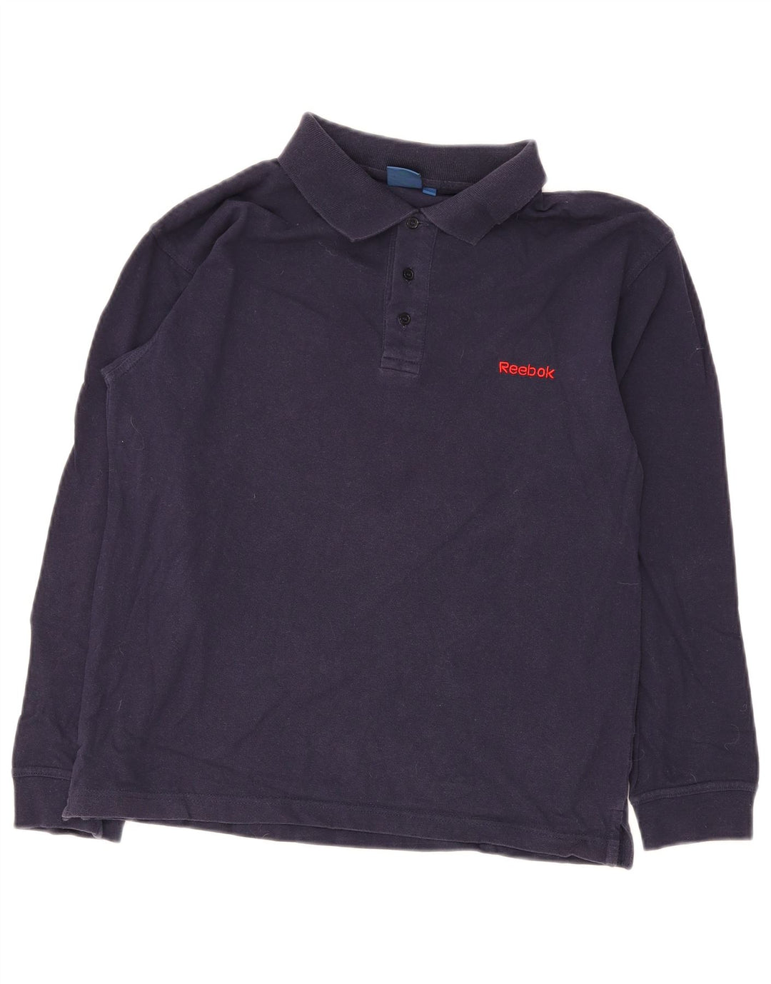 Reebok Polo à Manches Longues Homme Bleu Marine Moyen Coton
