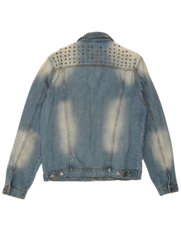 veste en denim en détresse vintage pour hommes UK 42 XL Coton Bleu