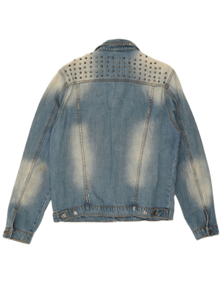 veste en denim en détresse vintage pour hommes UK 42 XL Coton Bleu