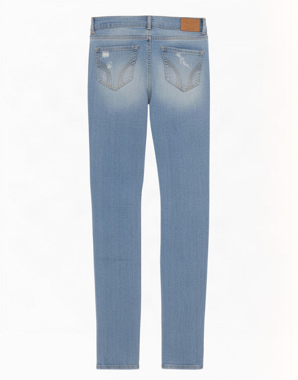 Hollister Jean skinny effet vieilli pour femme US 0 XS W24 L33 Bleu Coton
