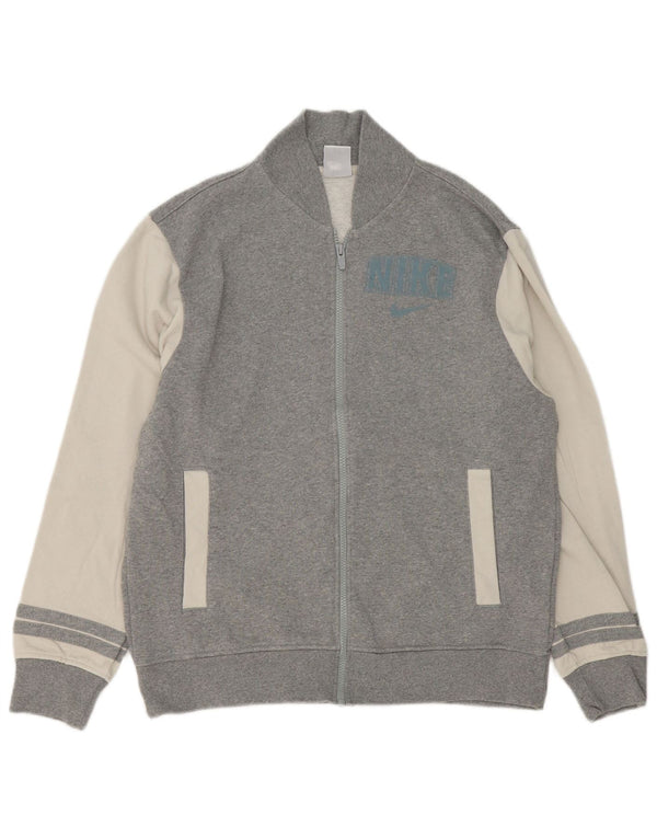 Nike Veste de survêtement graphique en coton color block gris moyen pour homme
