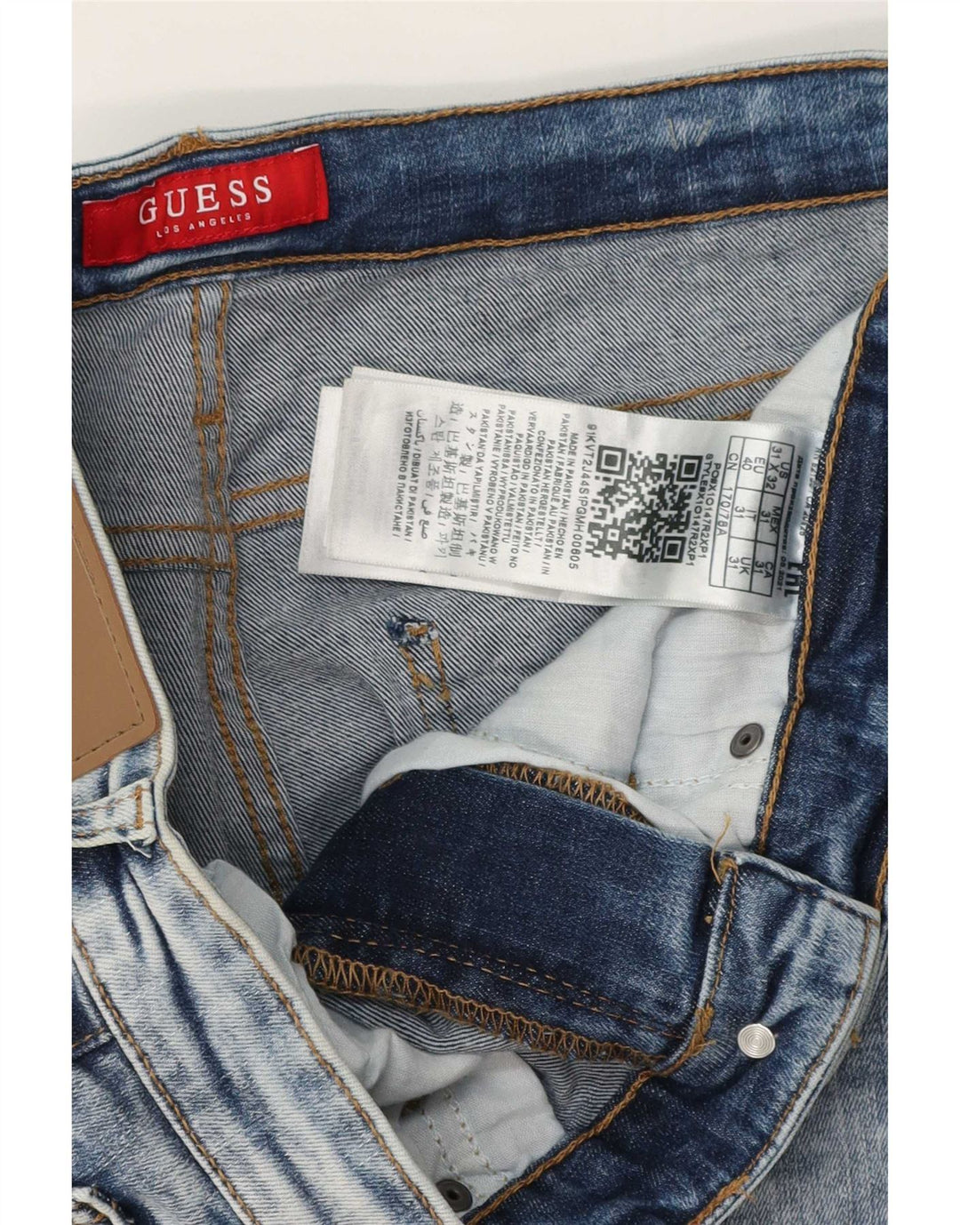 Guess Jean slim effet vieilli W31 L32 en coton bleu pour homme