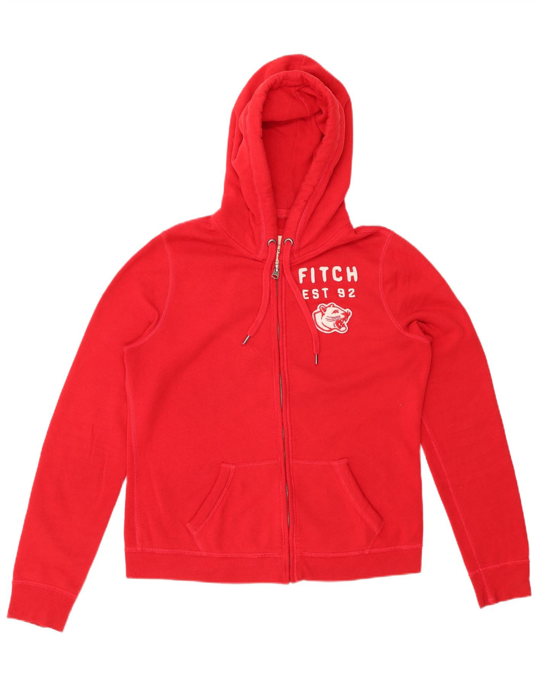 ABERCROMBIE & FITCH Pull à capuche zippé pour femme UK 16 Large Rouge