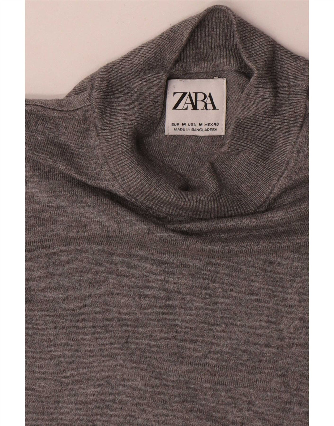Zara Pull à manches courtes et col roulé pour homme Gris moyen Viscose