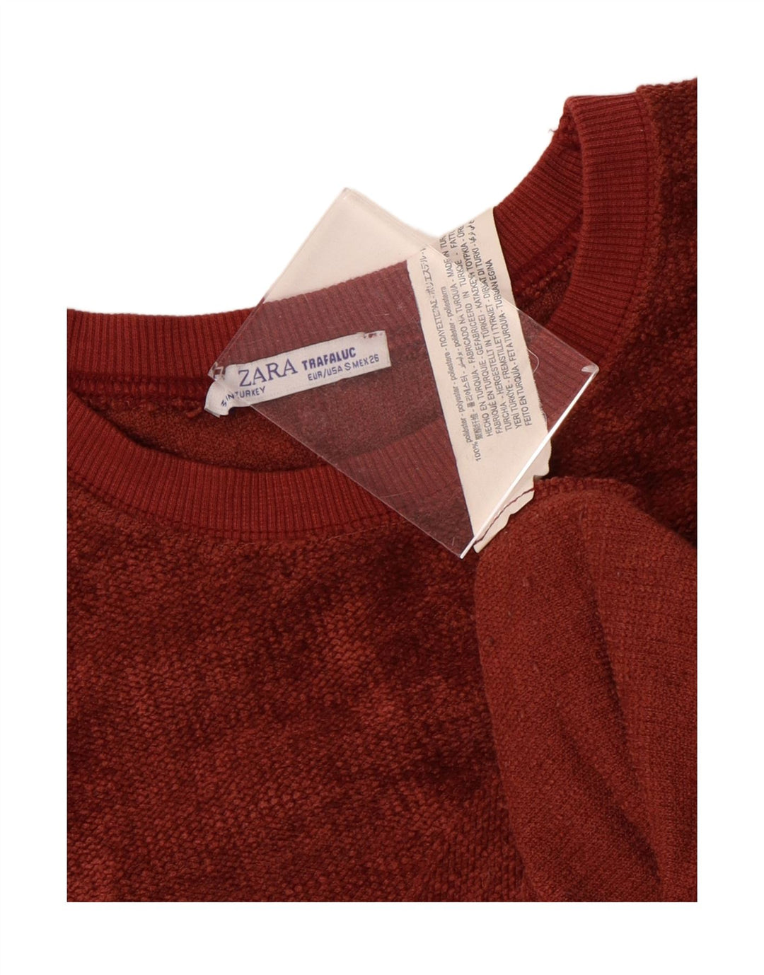 Zara Pull surdimensionné à col bateau pour femme UK 10 Petit Rouge Polyester