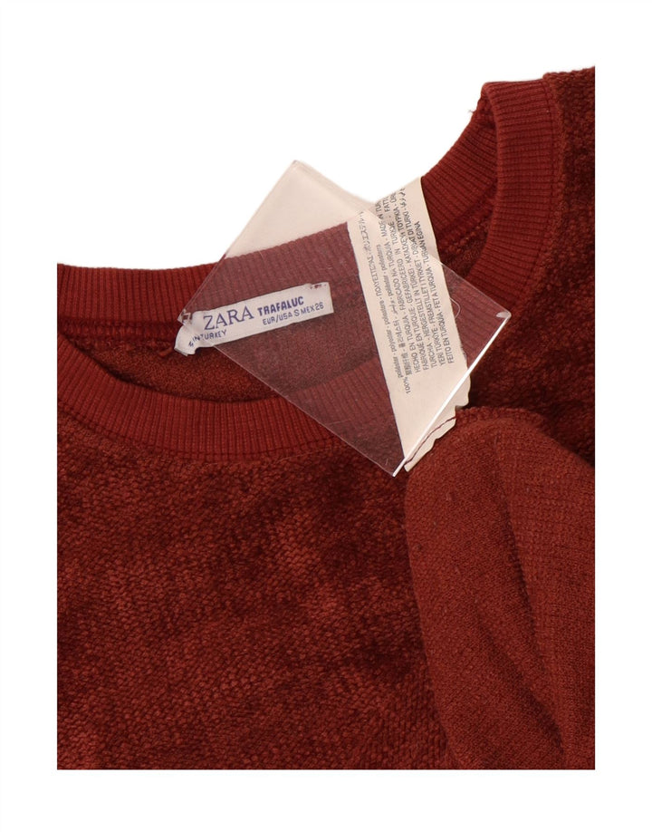 Zara Pull surdimensionné à col bateau pour femme UK 10 Petit Rouge Polyester