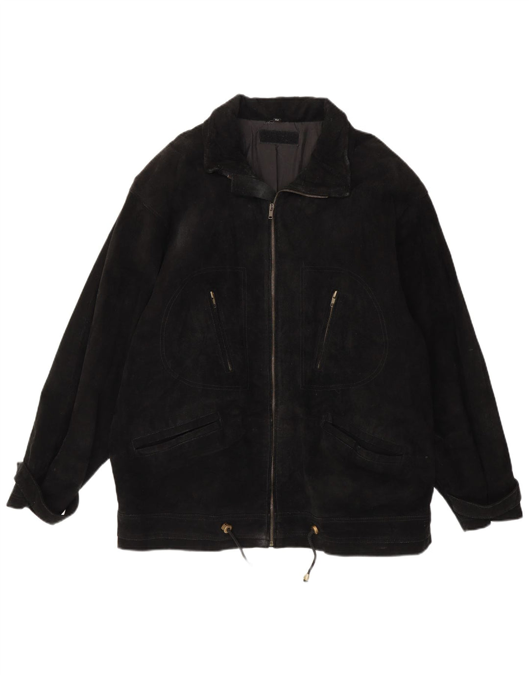 veste en daim homme vintage EU 52 XL cuir noir