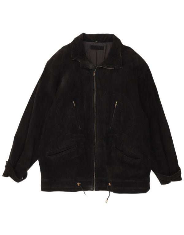 veste en daim homme vintage EU 52 XL cuir noir