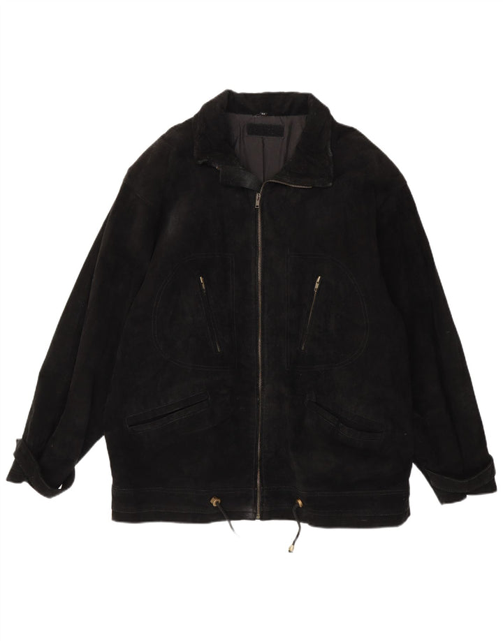 veste en daim homme vintage EU 52 XL cuir noir