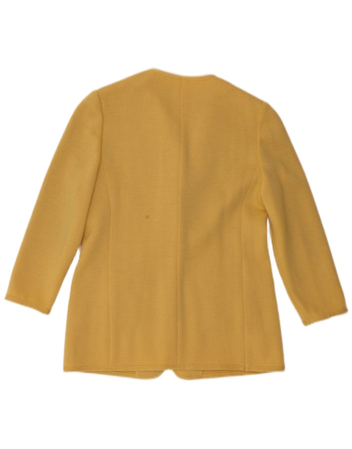 Luisa Spagnoli Veste blazer en tricot à 1 bouton pour femme UK 10 Petite laine jaune