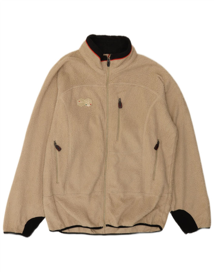 Fila Veste polaire pour homme UK 40 Large Beige Colourblock Polyester