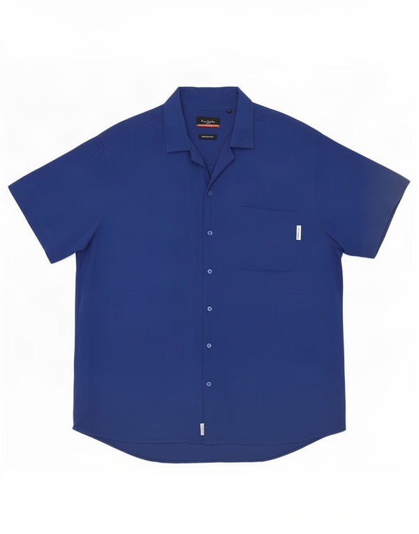 Pierre Cardin Chemise à manches courtes coupe régulière pour homme XL Bleu Viscose