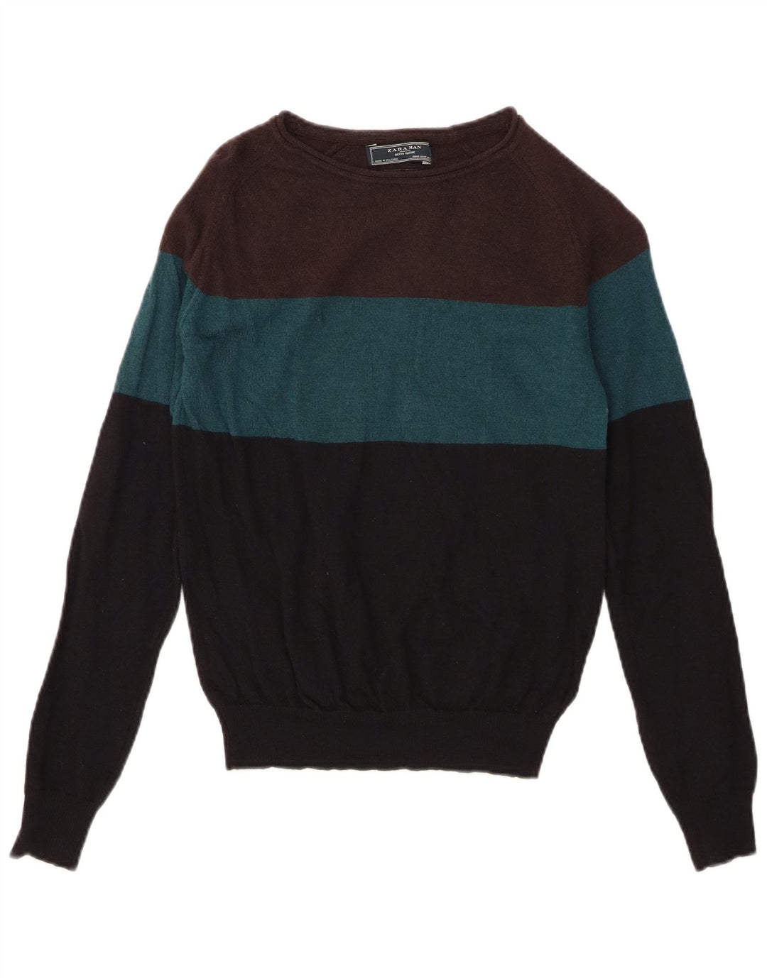 Zara Pull à col bateau pour homme en laine color block multicolore moyen