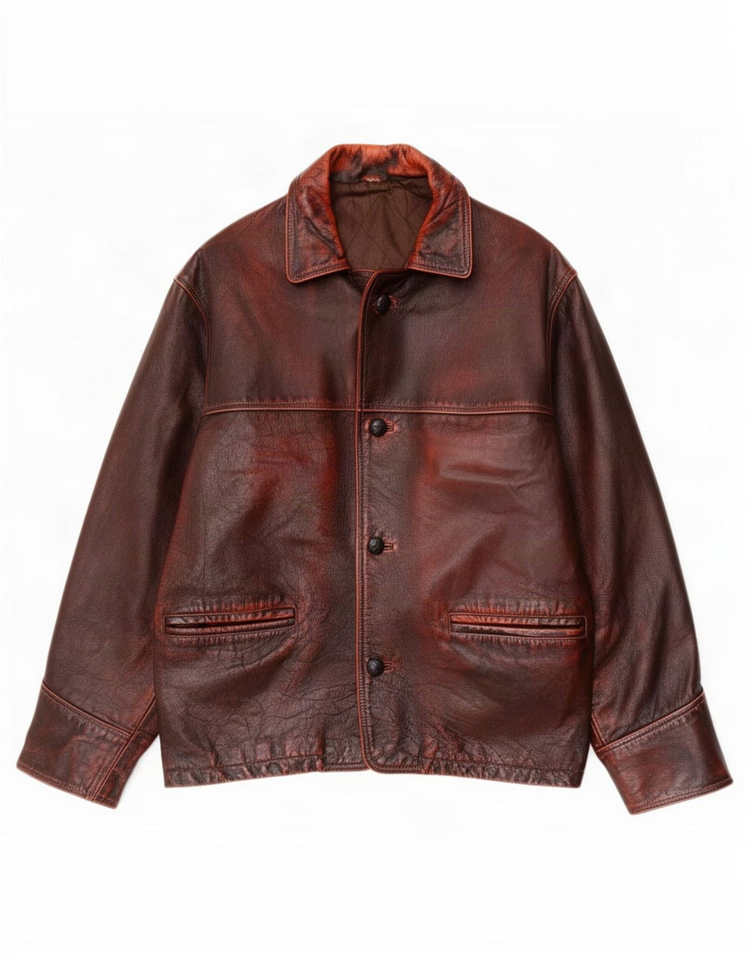veste en cuir homme vintage IT 52 XL Marron