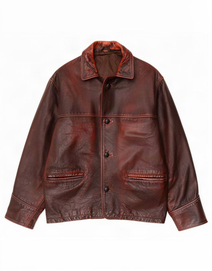 veste en cuir homme vintage IT 52 XL Marron