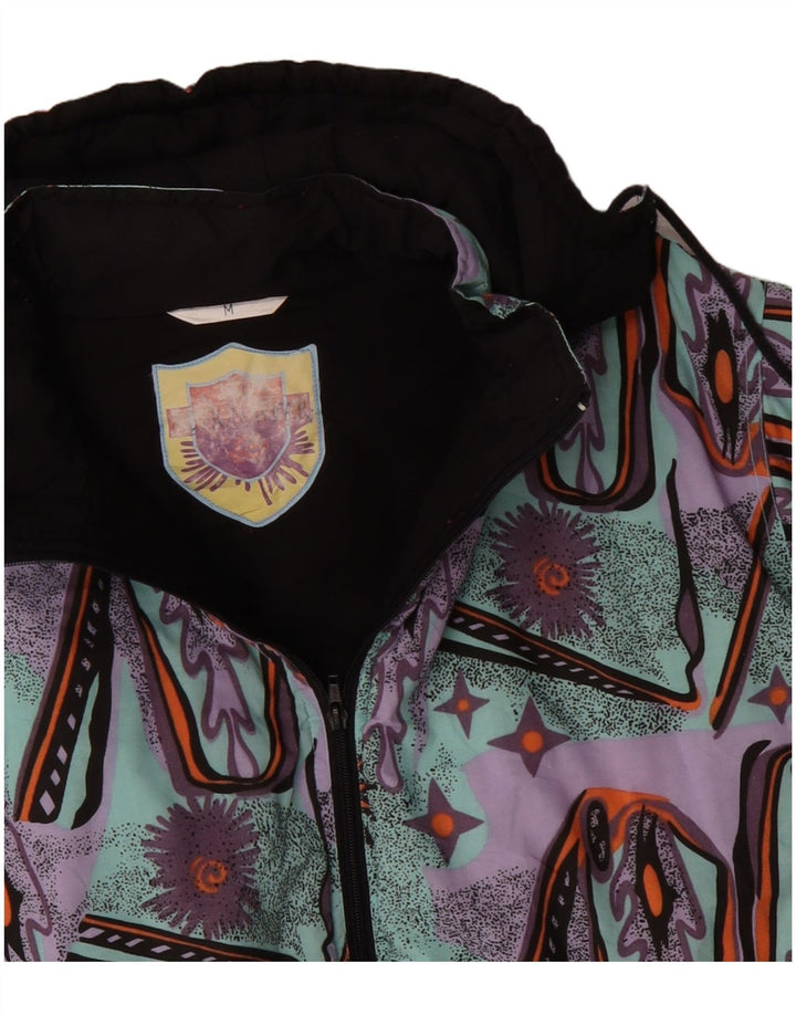 VINTAGE Veste coupe-vent à motif abstrait pour homme UK 38 Turquoise moyen