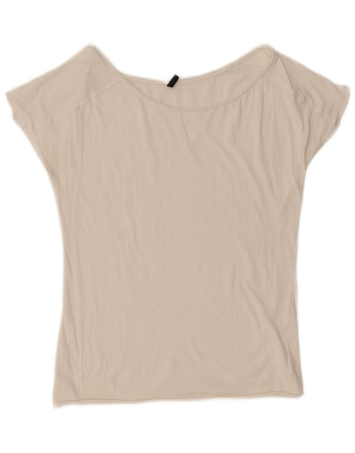 BENETTON T-Shirt Femme UK 12 Medium Blanc
