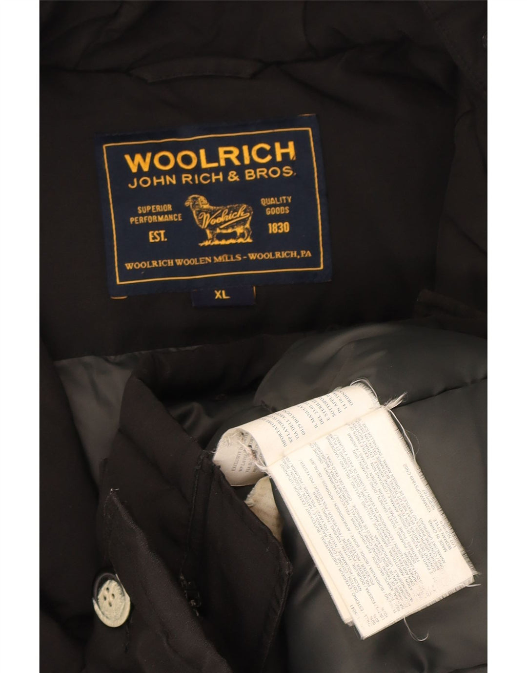 Woolrich Veste matelassée surdimensionnée à capuche pour femme UK 18 XL Noir Coton