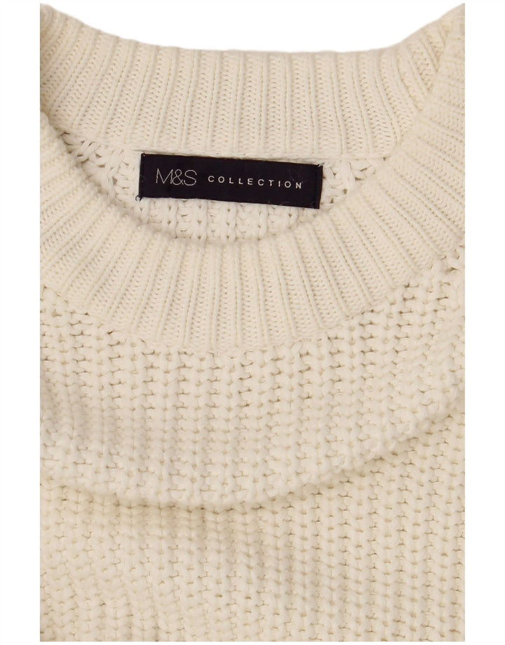 Marks & Spencer Pull à col rond pour femme UK 14 Large Blanc cassé