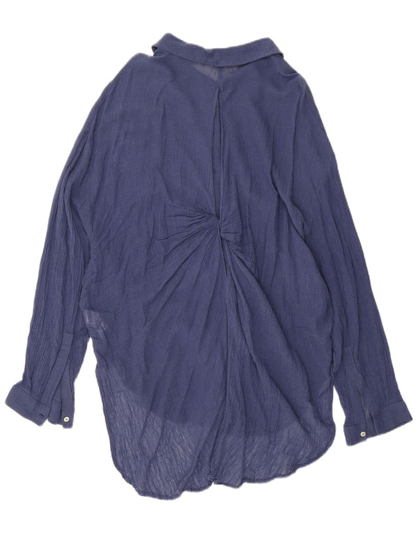 Zara Chemisier long coupe ample pour femme UK 16 XL en coton bleu