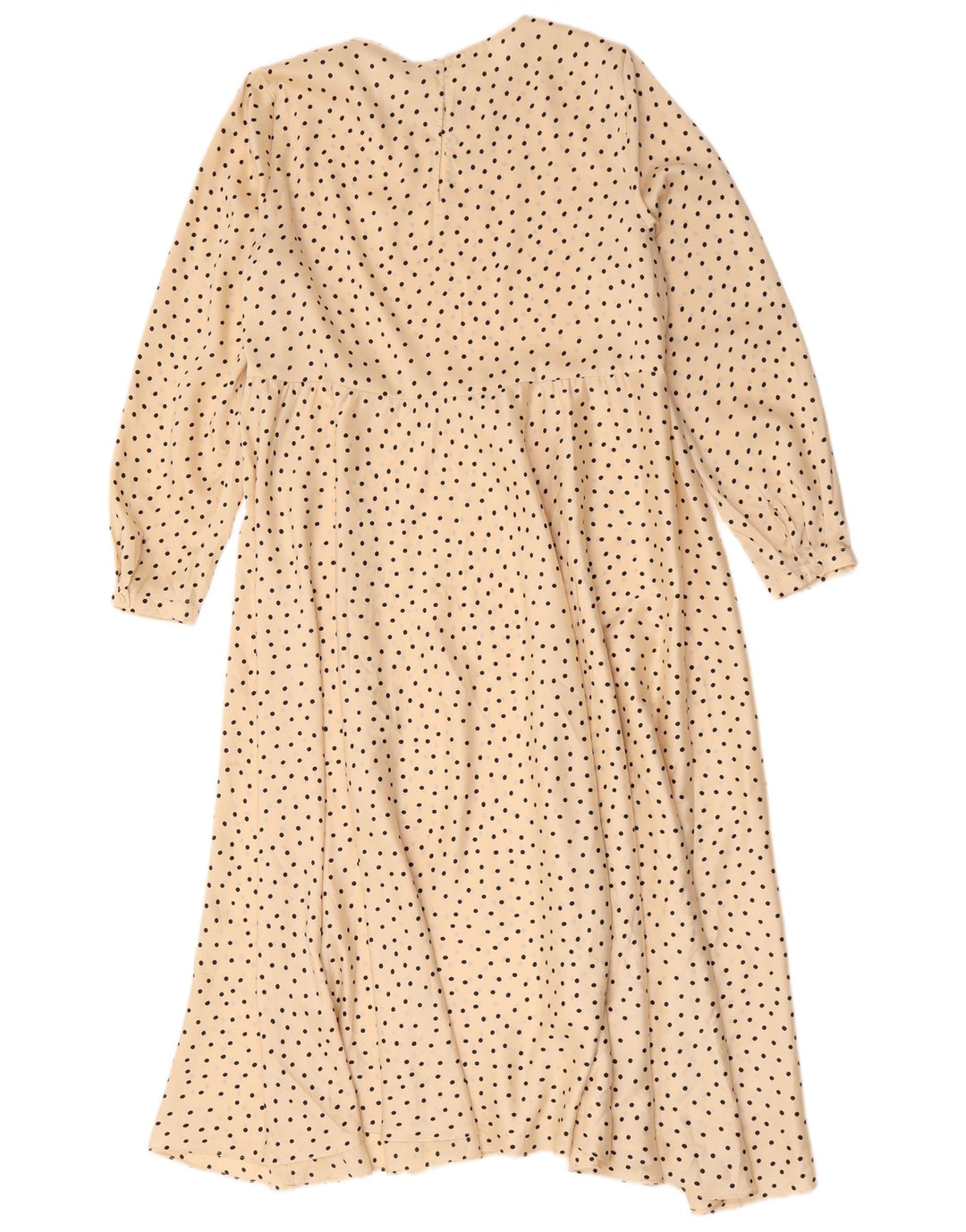Zara Robe longue à manches longues pour femme UK 44 Polyester beige moyen à pois