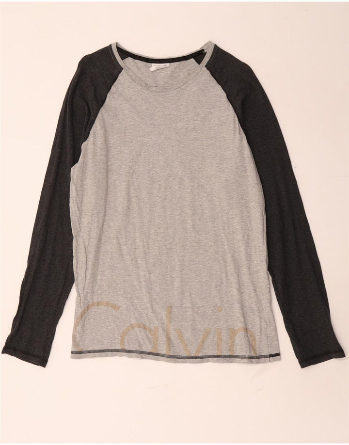 Calvin Klein Haut graphique à manches longues pour homme en coton color block gris moyen