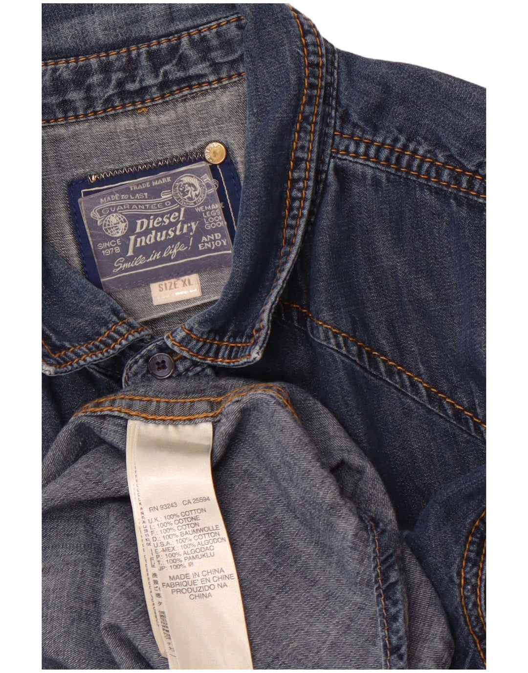 DIESEL Chemise en Jean Homme XL Bleu Coton